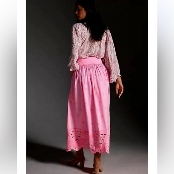 Anthropologie NWT Farm Rio Eyelet Maxi Skirt Size XS. - Picture 3 of 11